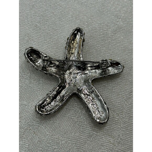 Starfish Pin Brooch Gorgeous Clear Rhinestone Crystal - Picture 4 of 5